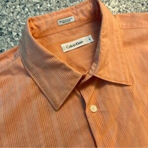 Calvin Klein Men's Striped Orange Shirt